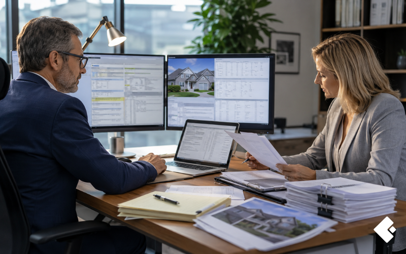 Mortgage risk professionals conducting a mortgage review of loan documentation
